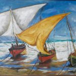 Barche in Secca (2019, 73 x 97 cm, Olio su tela)