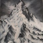 Berggipfel (2015, 110 x 130 cm, Öl auf Leinwand)