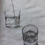 Wassergläser (Skizze, 2015, 20 x 30 cm, Bleistift)