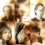 Studi di volti (marrone e nero, 2000 - 2008, 50 * 60)